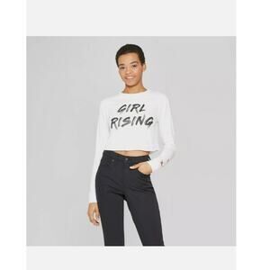 Girl Rising T-Shirt Crop Top Graphic White Medium